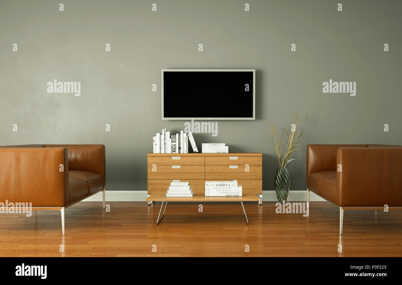 modern white interior design living room 3d Illustration Stock Photo ...