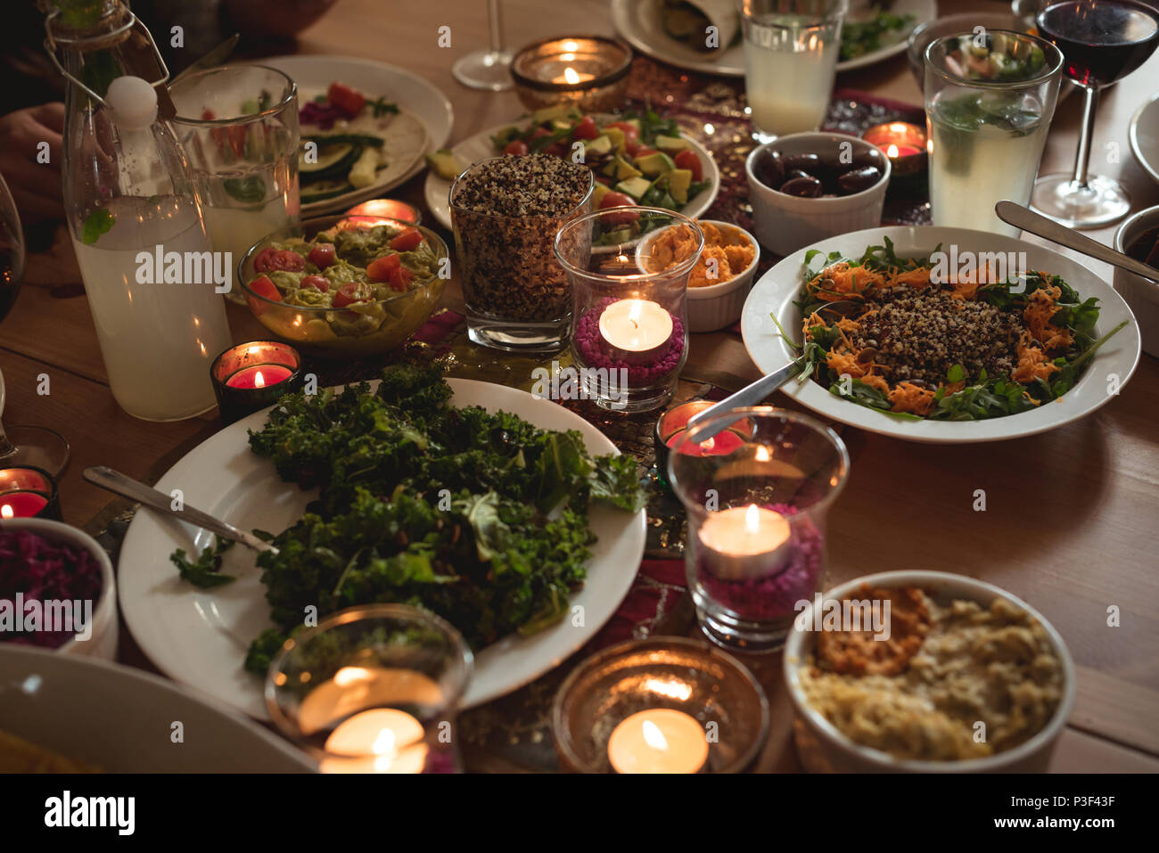 Variety of food on table Stock Photo