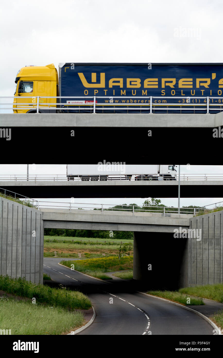 M6 motorway flyovers at Catthorpe Interchange, Leicestershire, England, UK Stock Photo