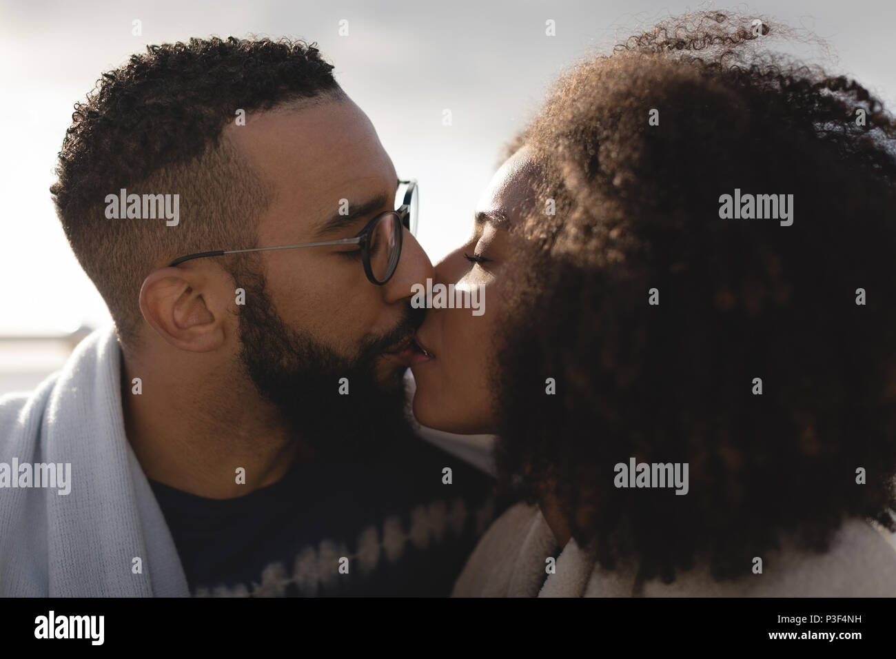 Romantic couple kissing each other Stock Photo