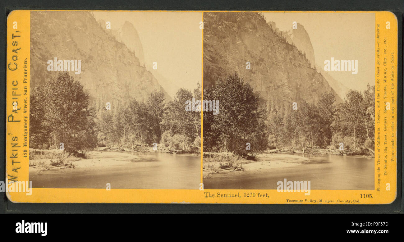 320 The Sentinel, 3270 feet, Yosemite Valley, Mariposa County, Cal, by Watkins, Carleton E., 1829-1916 5 Stock Photo