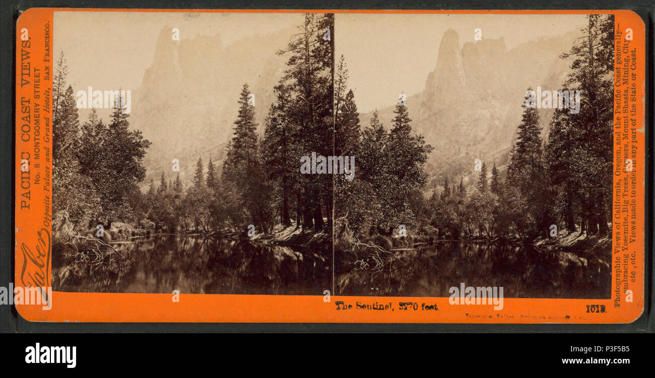 321 The Sentinel, 3270 feet. Yosemite Valley, Mariposa County, Cal, by Watkins, Carleton E., 1829-1916 Stock Photo
