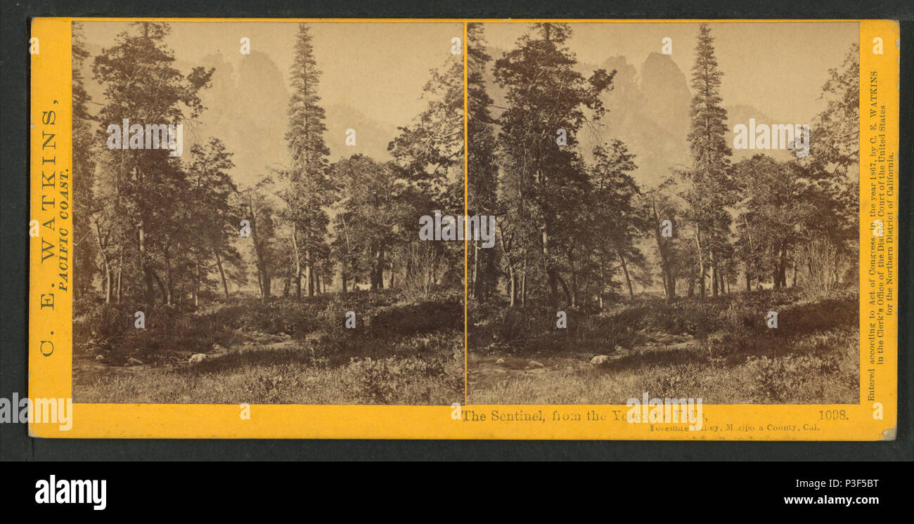 321 The Sentinel, Yosemite Valley, Mariposa County, Cal, by Watkins, Carleton E., 1829-1916 Stock Photo