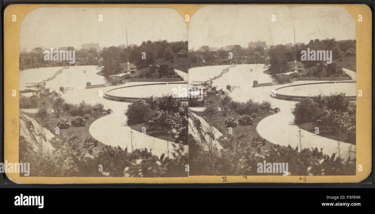 USA New York Bethesda Fountain Central Park Old Stereoview Photo