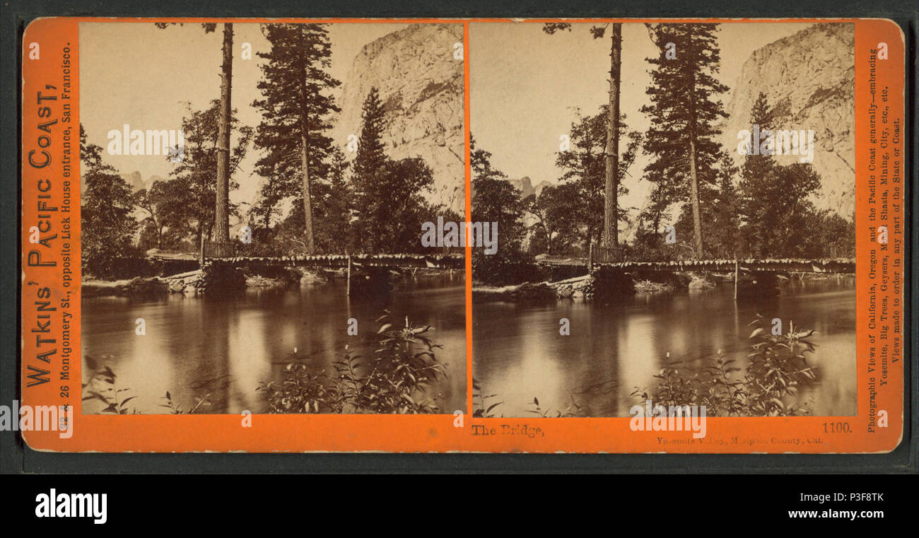 302 The Bridge, Yosemite Valley, Mariposa County, Cal, by Watkins, Carleton E., 1829-1916 Stock Photo
