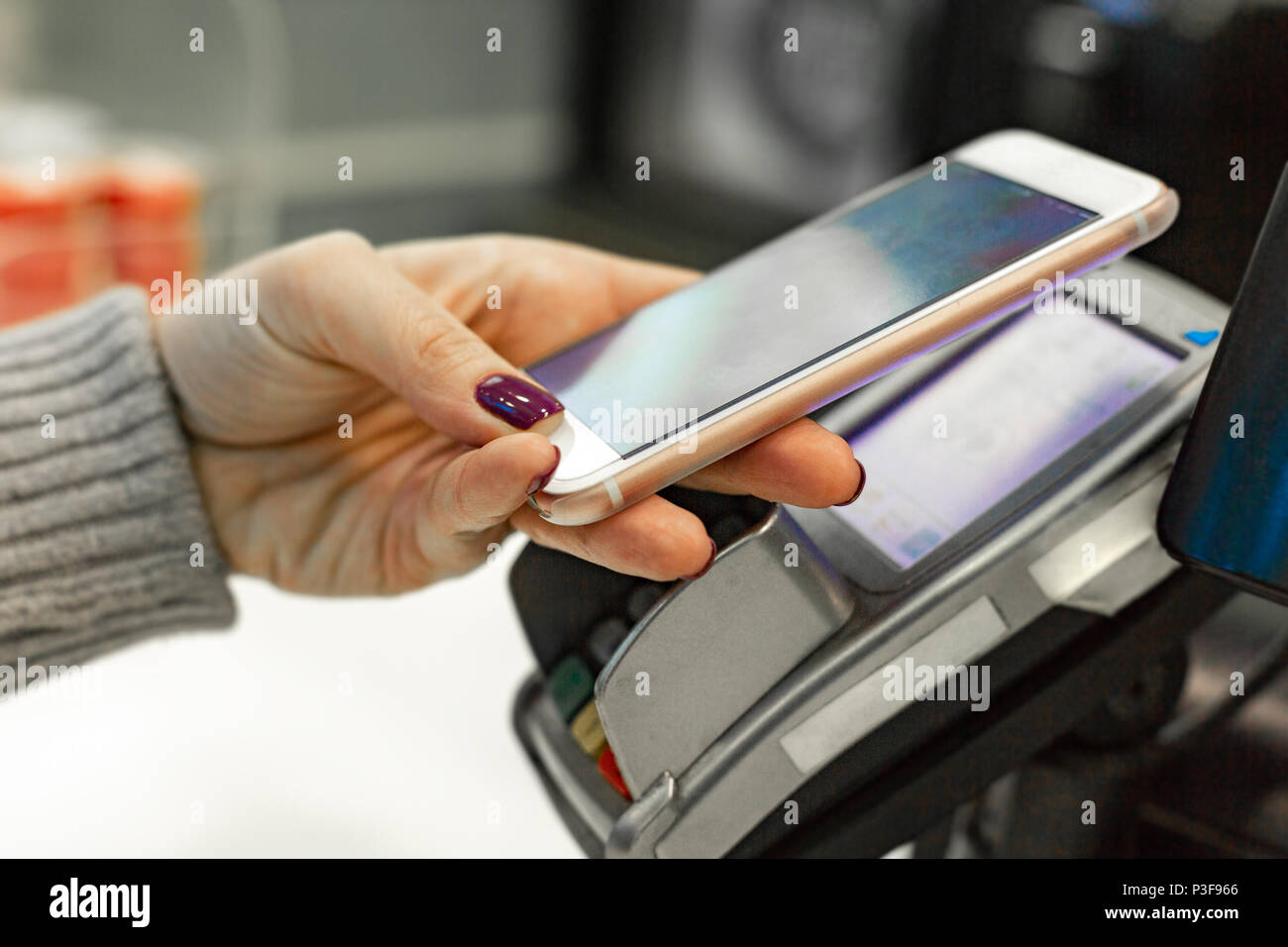 NFC Near field communication, mobile payment Stock Photo Alamy