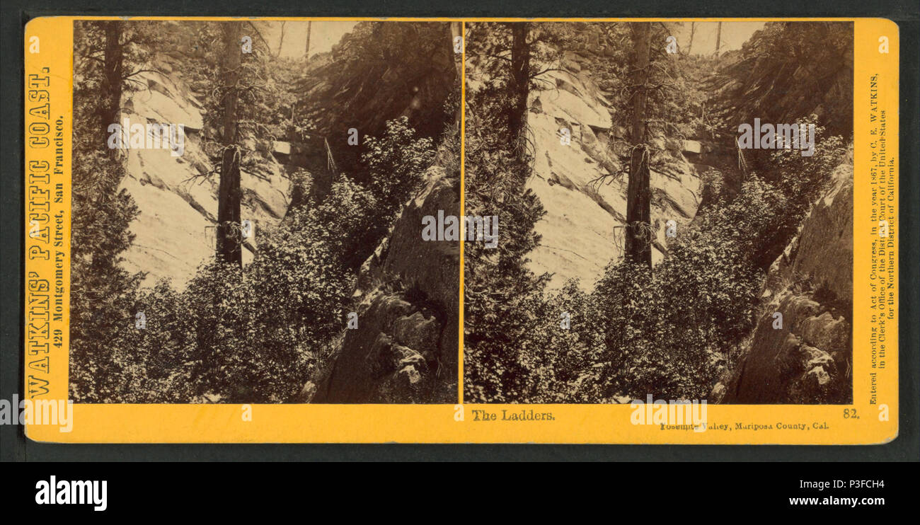 312 The Ladders, Yosemite Valley, Mariposa County, Cal, by Watkins, Carleton E., 1829-1916 Stock Photo