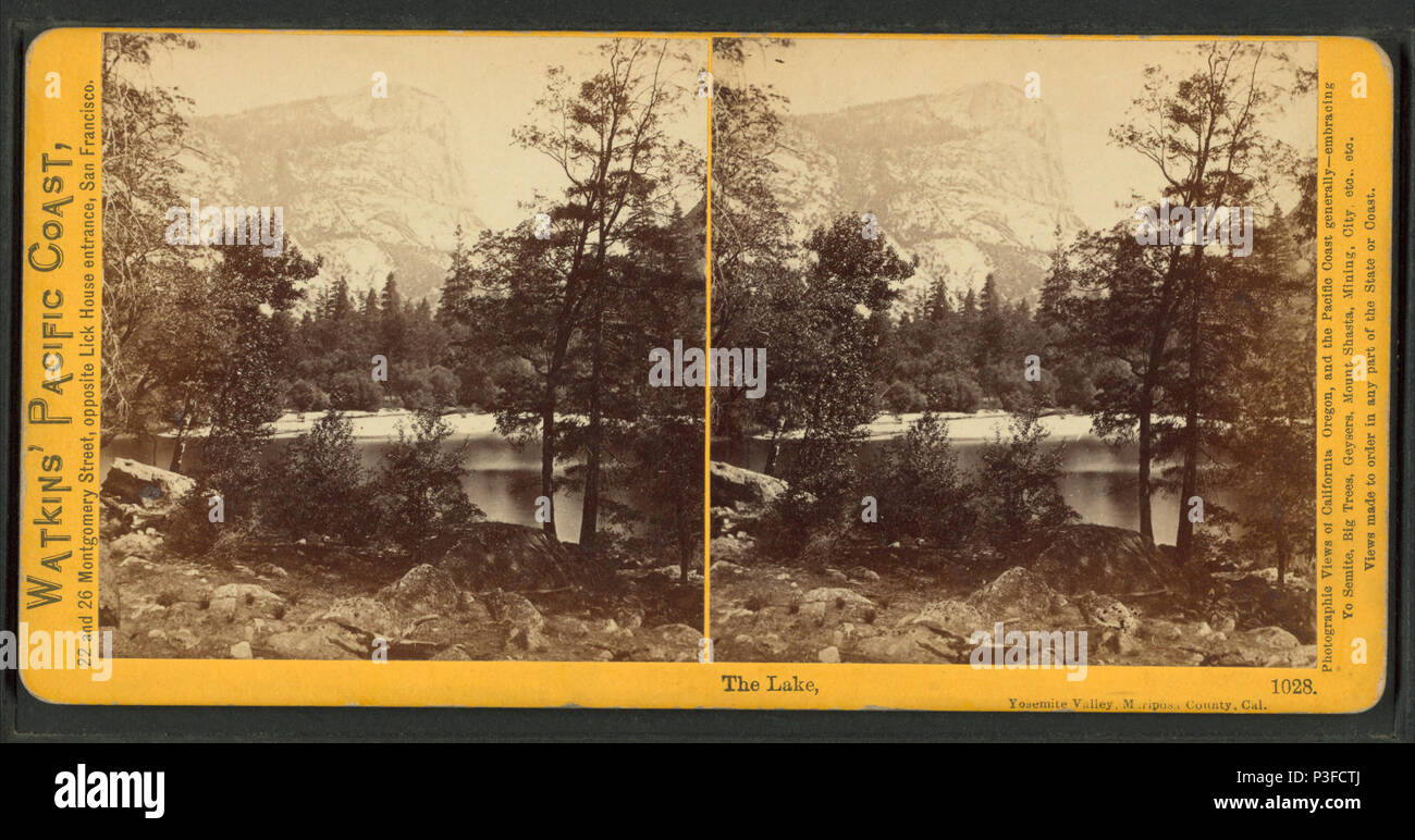 312 The Lake, Yosemite Valley, Mariposa County, Cal, by Watkins, Carleton E., 1829-1916 Stock Photo