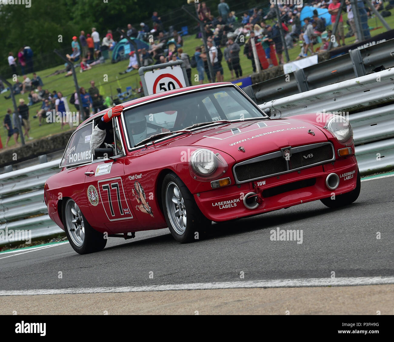 Barry Holmes, MGB GT V8, Bernie's V8s, US Muscle Cars, American Speedfest VI, Brands Hatch, June 2018, automobiles, Autosport, cars, circuit racing, E Stock Photo