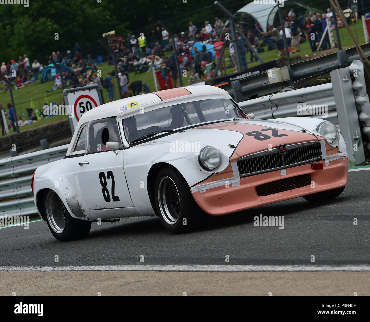 Andrew Riley, MGB V8, Bernie's V8s, US Muscle Cars, American Speedfest VI, Brands Hatch, June 2018, automobiles, Autosport, cars, circuit racing, Engl Stock Photo