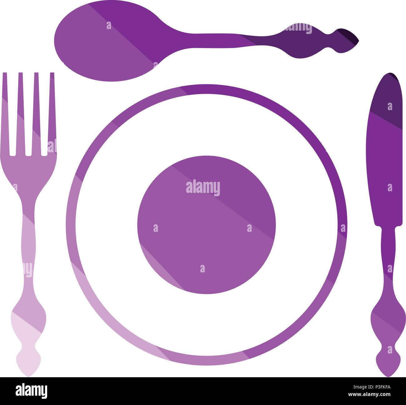Silverware and plate icon . Flat color design. Vector illustration ...