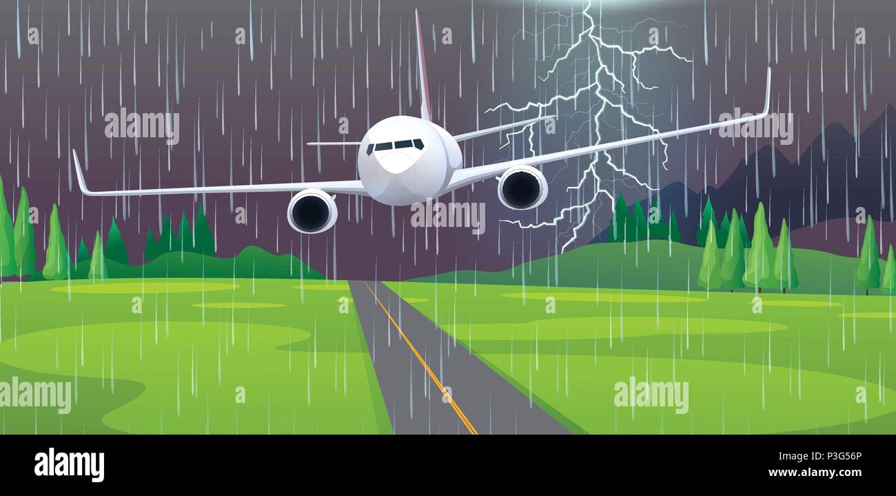 A Plane Emergency Landing at Airport illustration Stock Vector Image ...