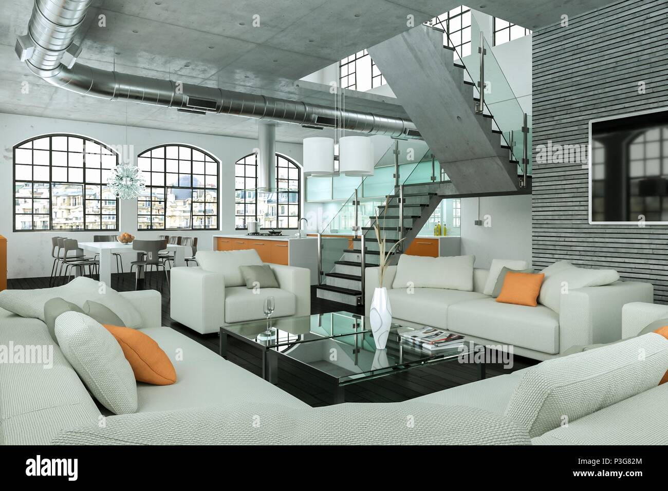 modern white living room interior design Stock Photo - Alamy