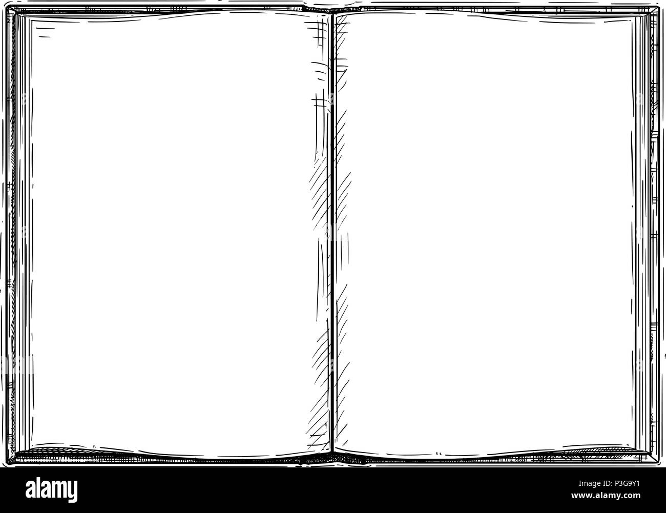 Old open blank book for graphic design. Vector illustration