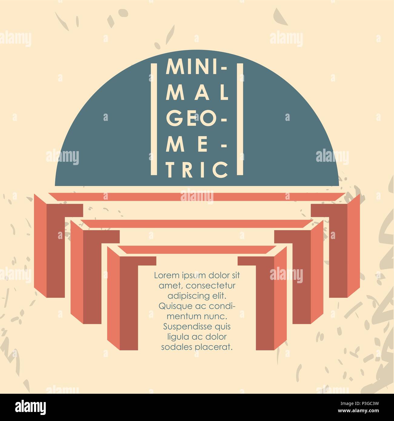 minimal geometric template with wooden background vector illustration ...