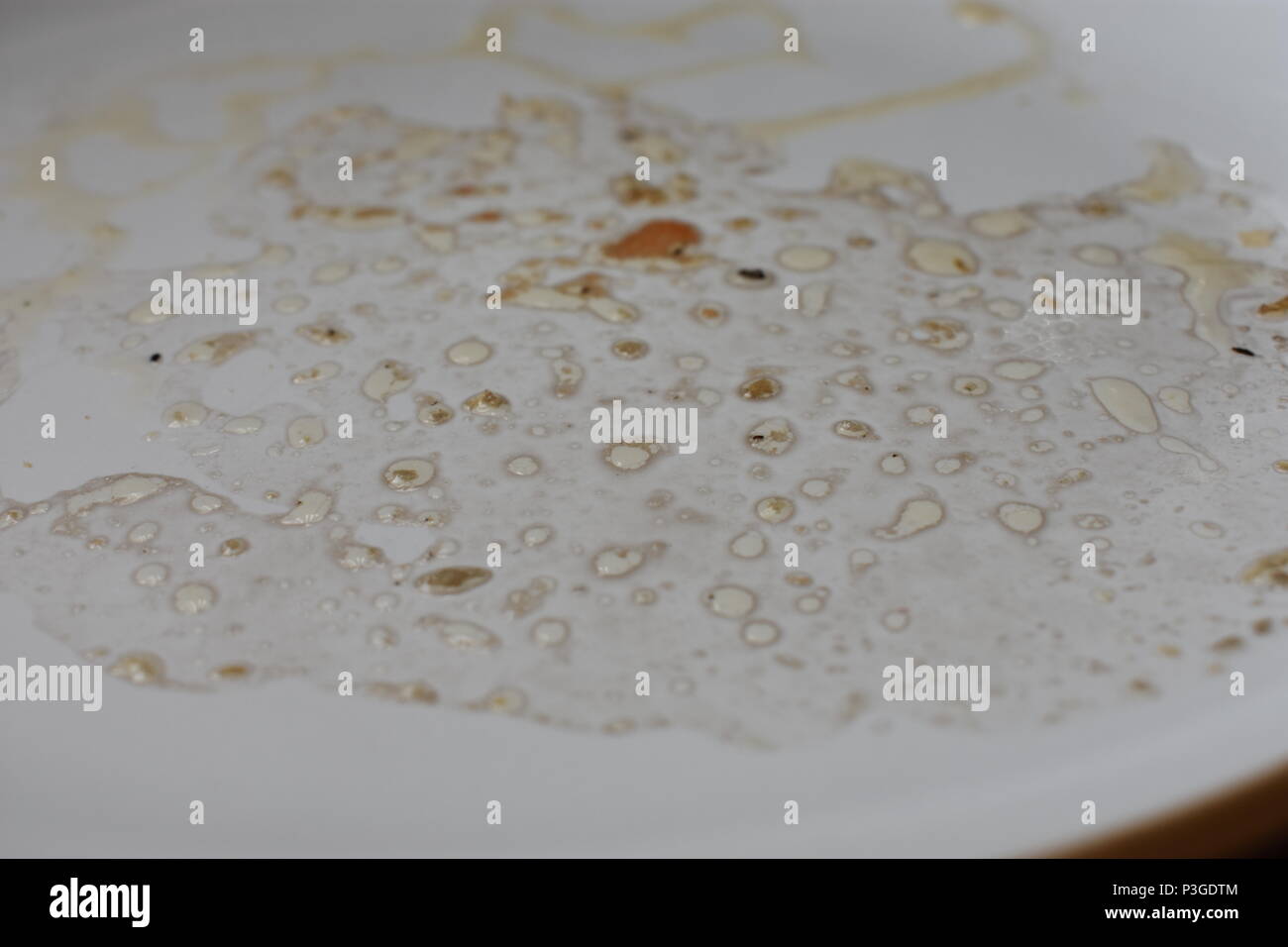 Bacon Grease Pattern On A Plate Stock Photo
