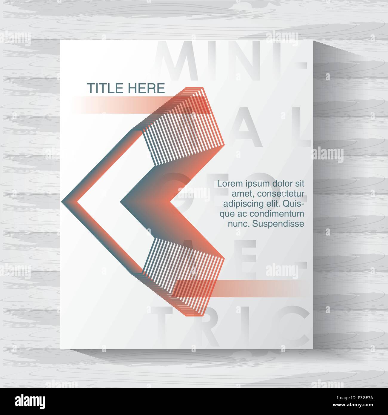 minimal geometric template with wooden background vector illustration ...