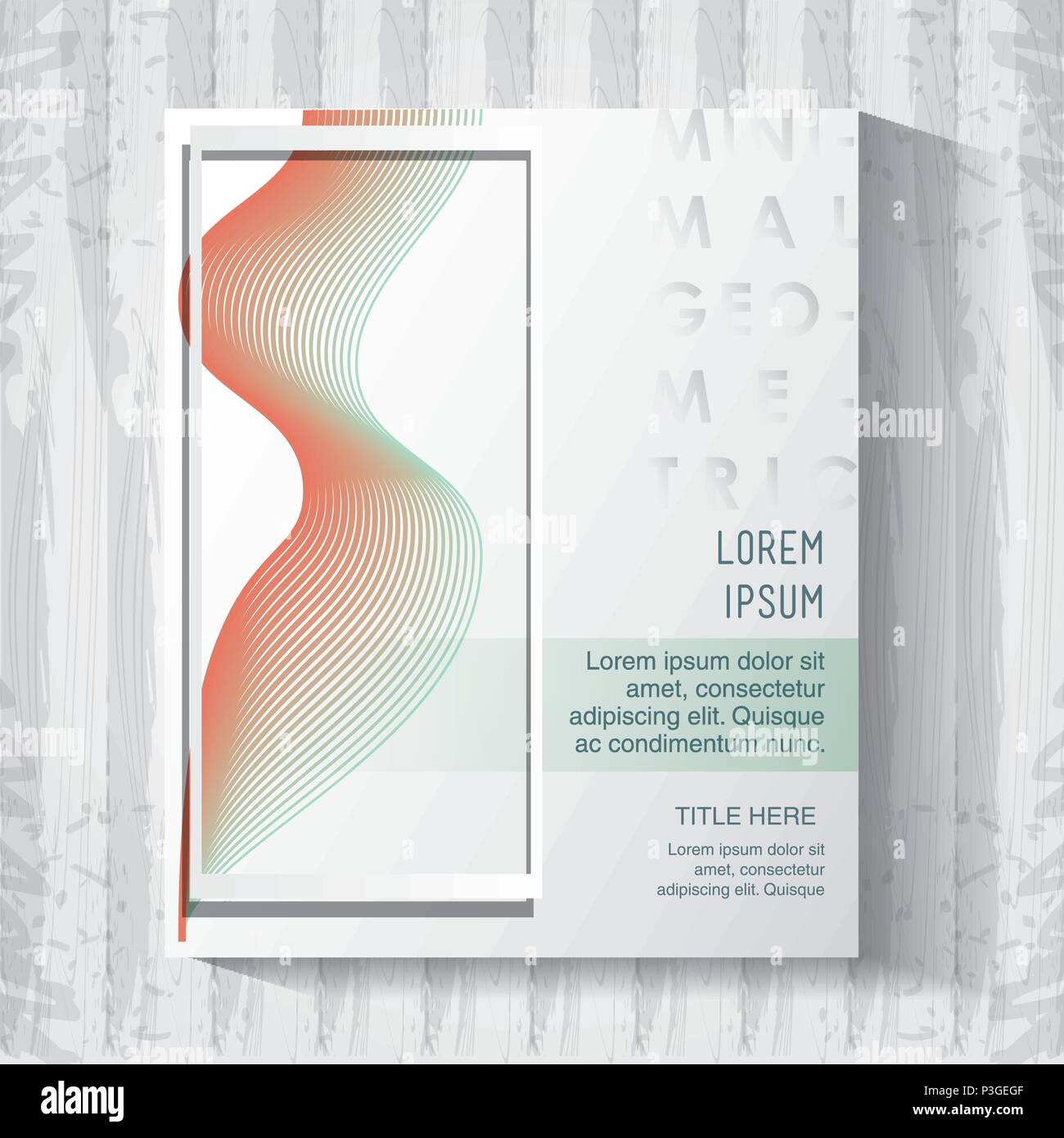 minimal geometric template with wooden background vector illustration ...