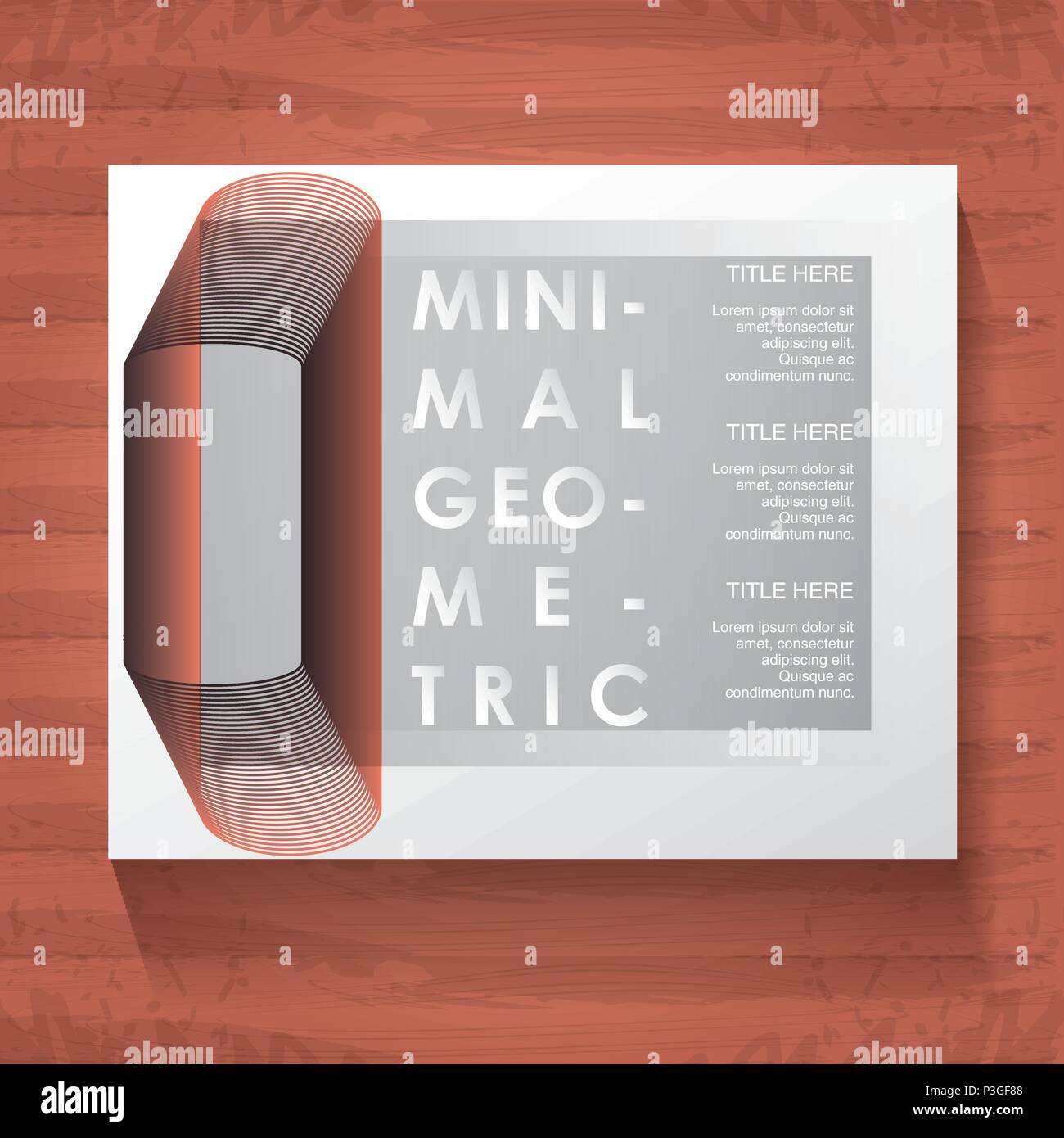minimal geometric template with wooden background vector illustration ...