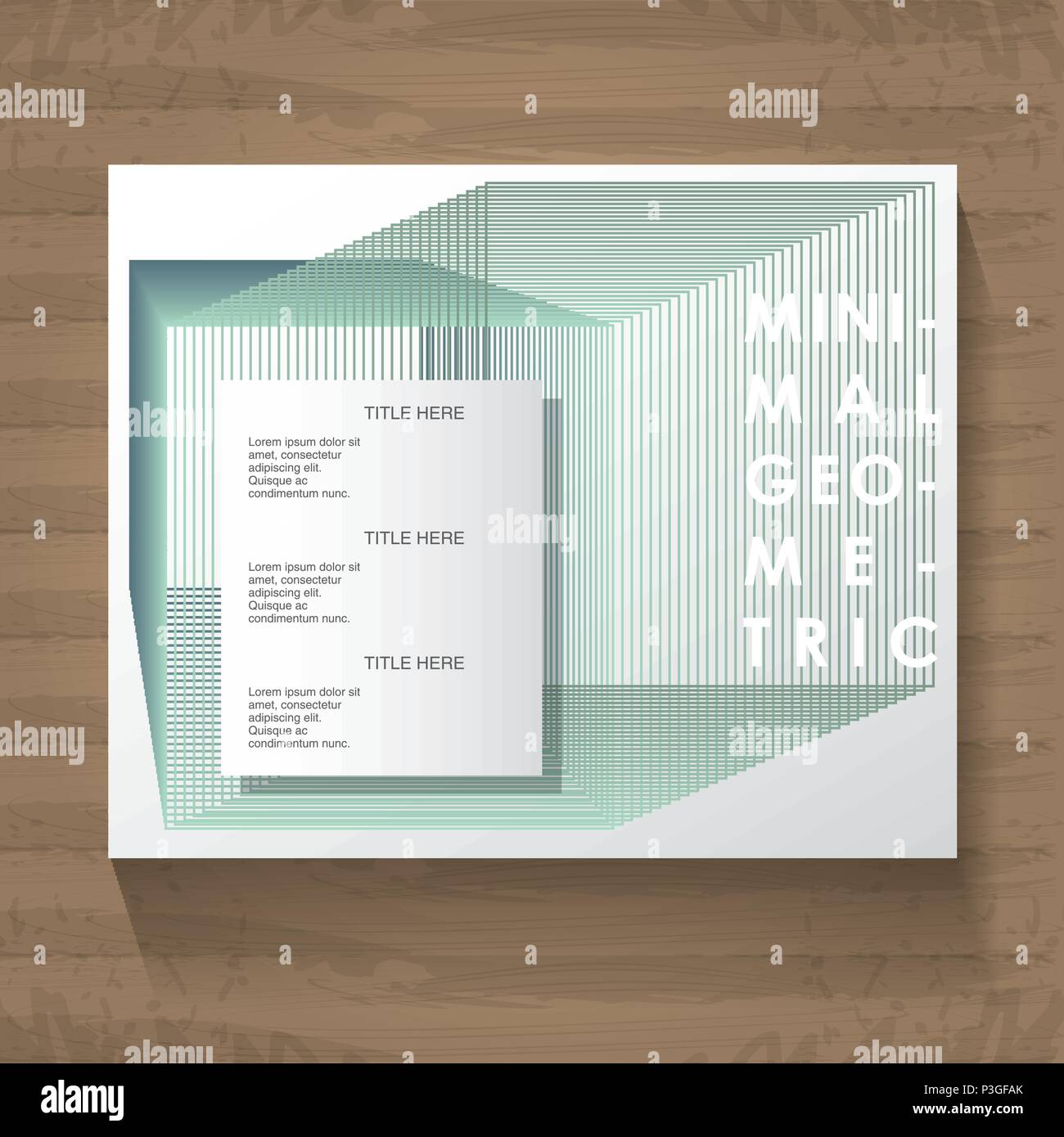minimal geometric template with wooden background vector illustration ...