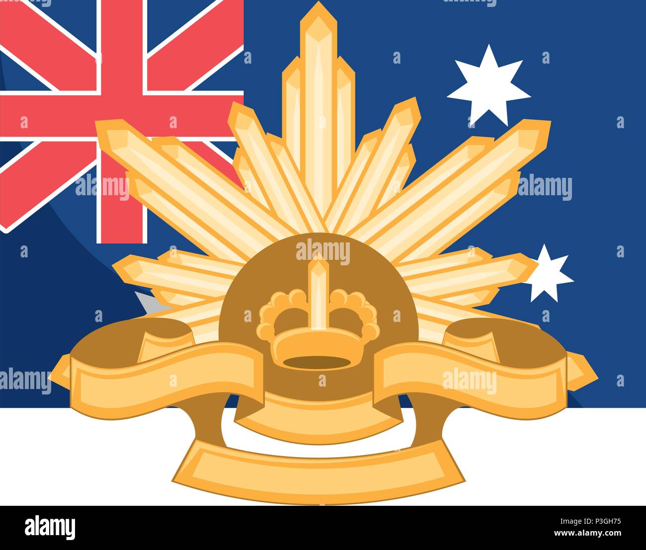 Anzac day design with australian flag and The Rising Badge over white background, illustration Stock Vector Image & Art - Alamy