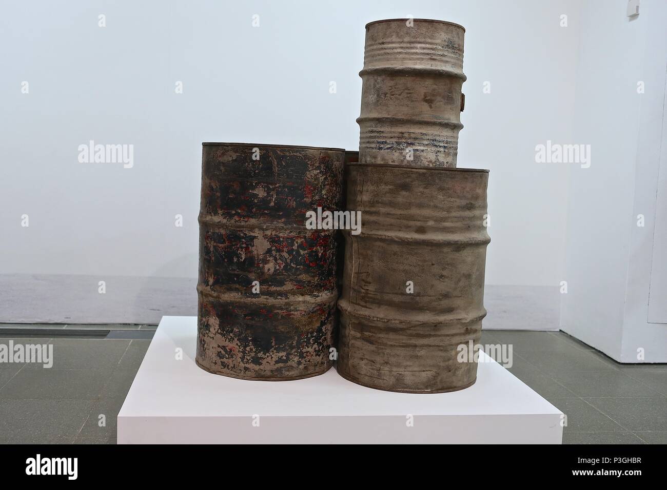 CHRISTO AND JEANNE CLAUDE BARRELS AND THE LASTABA 1958-2018 Stock Photo