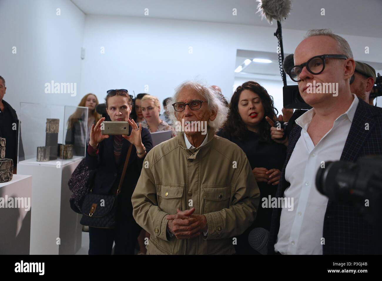 CHRISTO AND JEANNE CLAUDE BARRELS AND THE LASTABA 1958-2018 Stock Photo