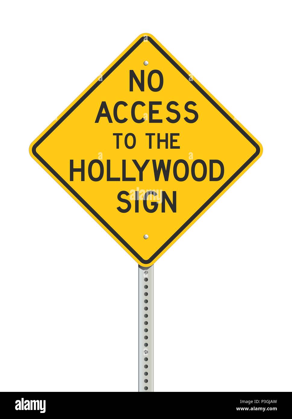 Vector illustration of Yellow Diamond road sign with No access to the Hollywood sign Stock Vector