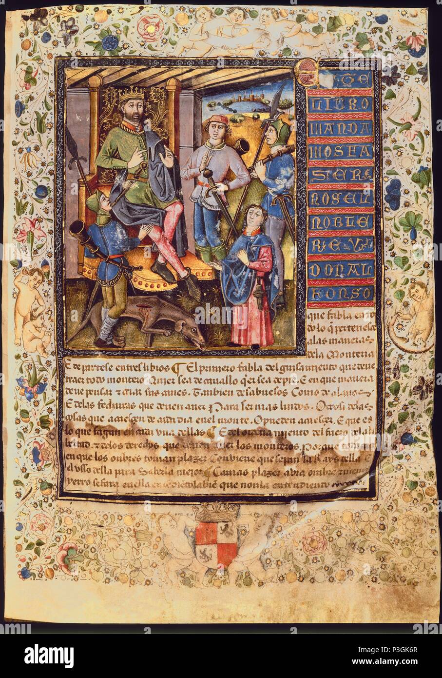 LIBRO DE LA MONTERIA DE ALFONSO XI-UN PERRO HERIDO-S XIV. Autor ...