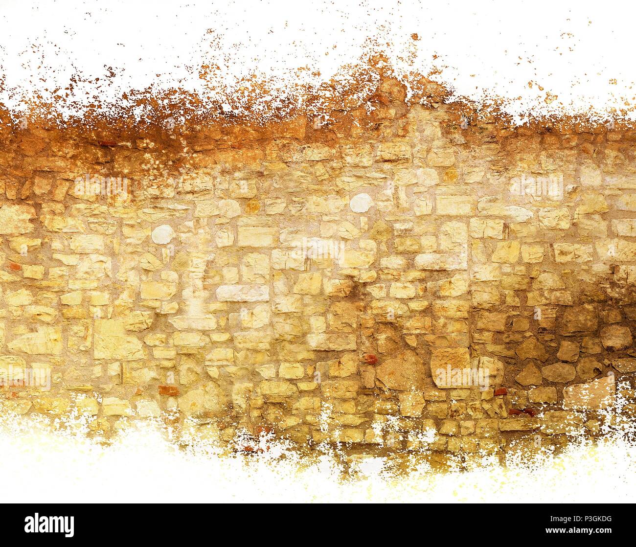 Grunge sepia brick wall surface for texture or background. Design ...