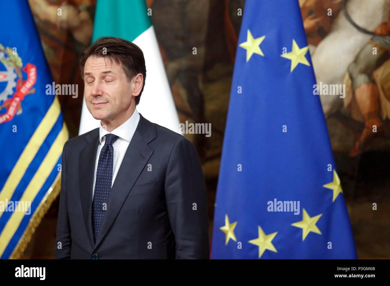 New italian Premier Giuseppe Conte at the first cabinet meeting of the new government at the Chigi Palace in Rome, Italy on June 01, 2018    Photo © R Stock Photo