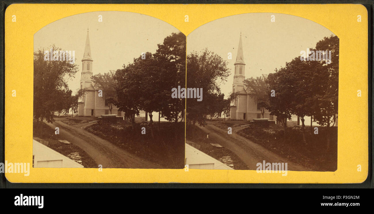 339 Universalist Church. (The house just side that you can see a little of, is Mr. Ayers'). Dexter, Me, from Robert N. Dennis collection of stereoscopic views Stock Photo