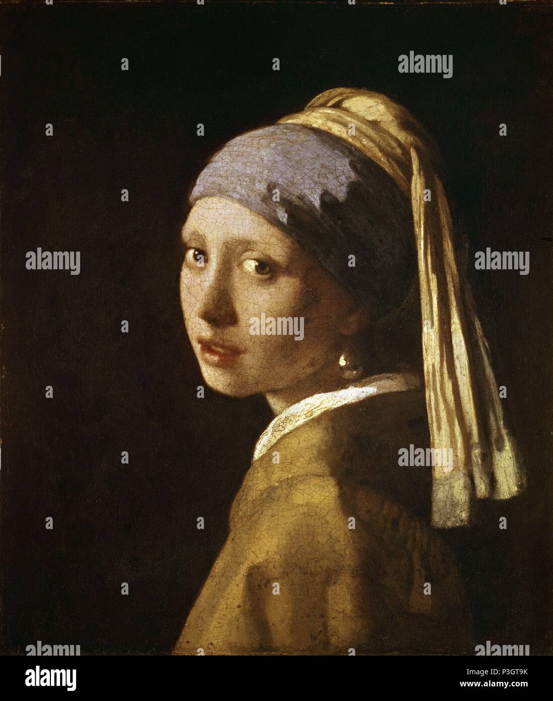 'Girl with a Pearl Earring', c. 1665-1667, Oil on canvas, 46,5 x 40 cm. Author: Jan Vermeer (1632-1675). Location: MUSEO MAURITSHUIS, LA HAYA, HOLANDA. Stock Photo