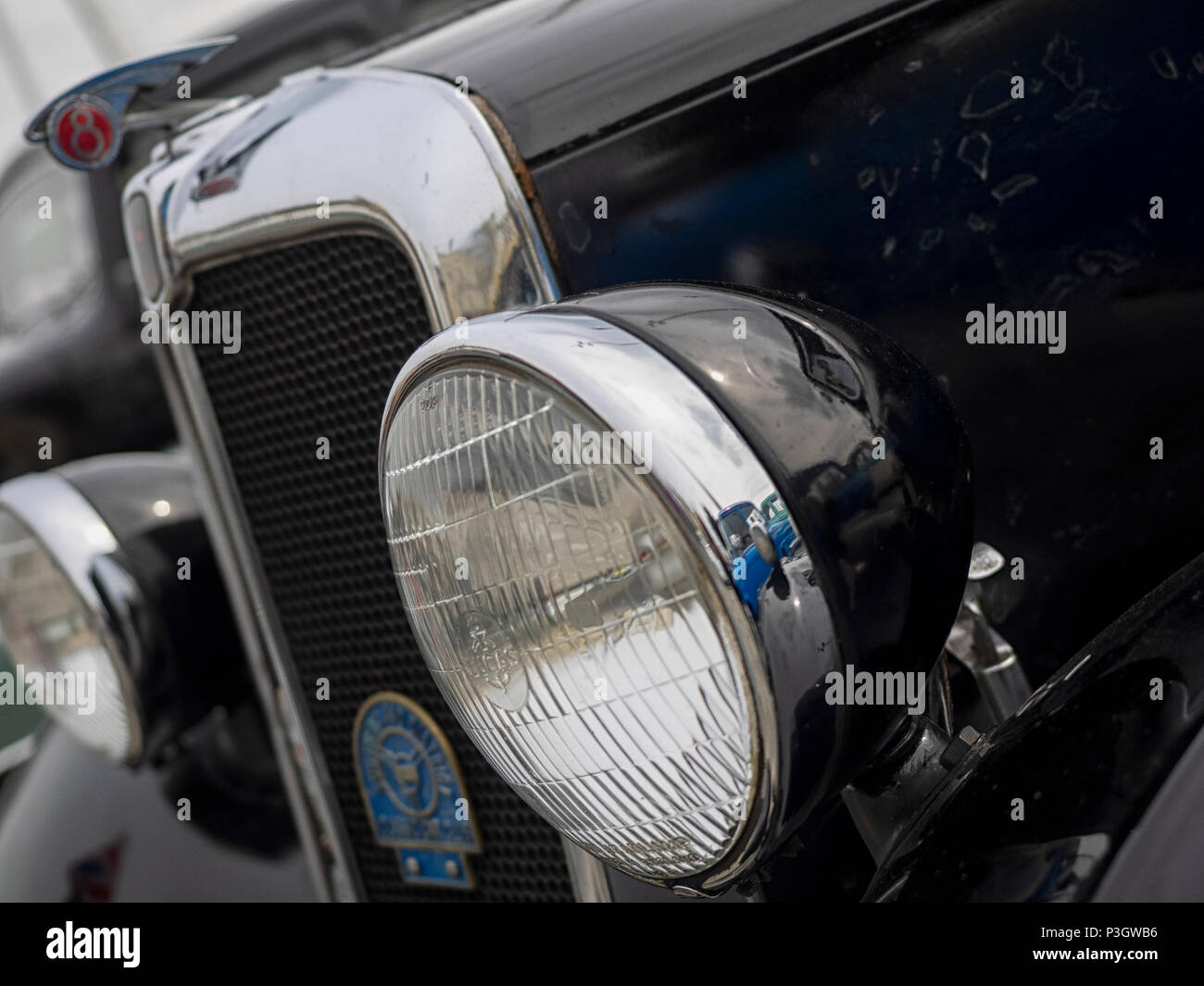 SOUTHEND-ON-SEA, ESSEX, UK - APRIL 15, 2018:  Front detail of Morris 8 Classic Car Stock Photo
