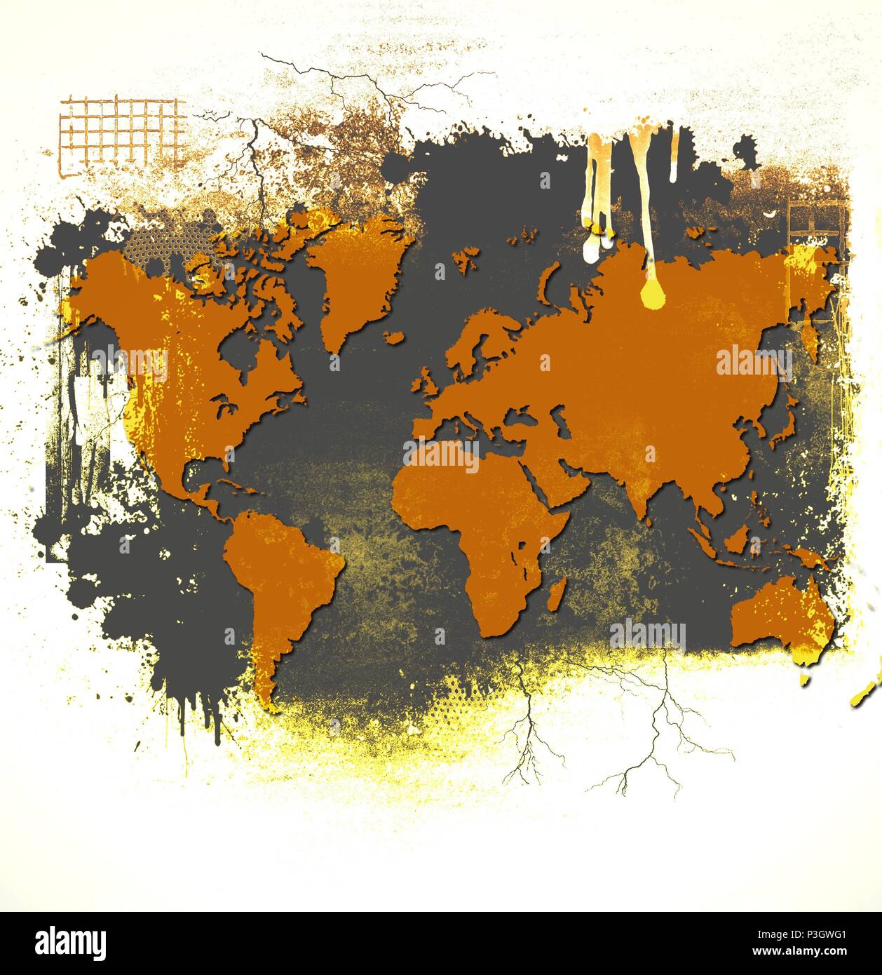 Orange world map hi-res stock photography and images - Alamy