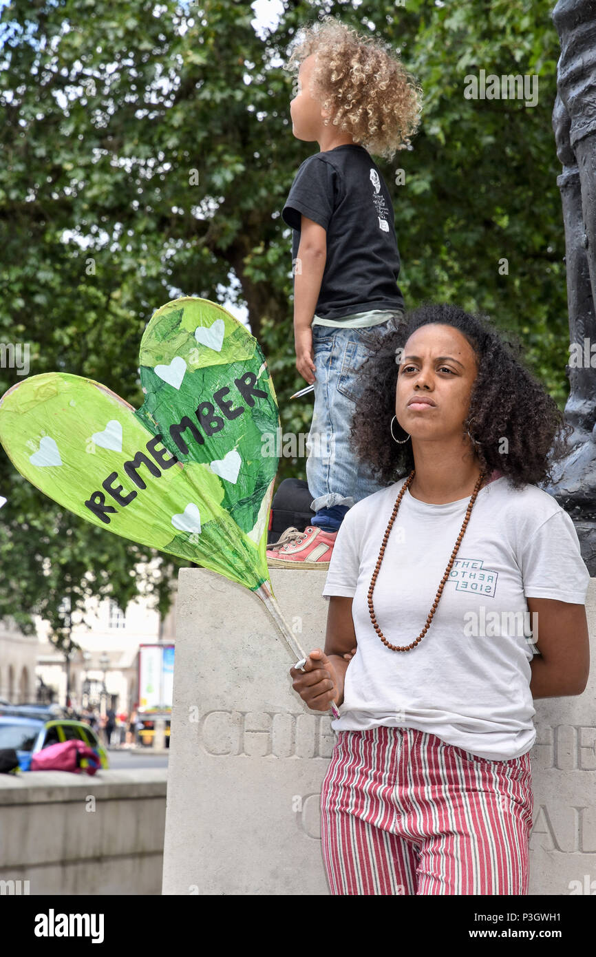 Justice for Grenfell - Solidarity March to show support for relatives and friends of those affected by the Grenfell Tower Block Fire, London. UK Stock Photo