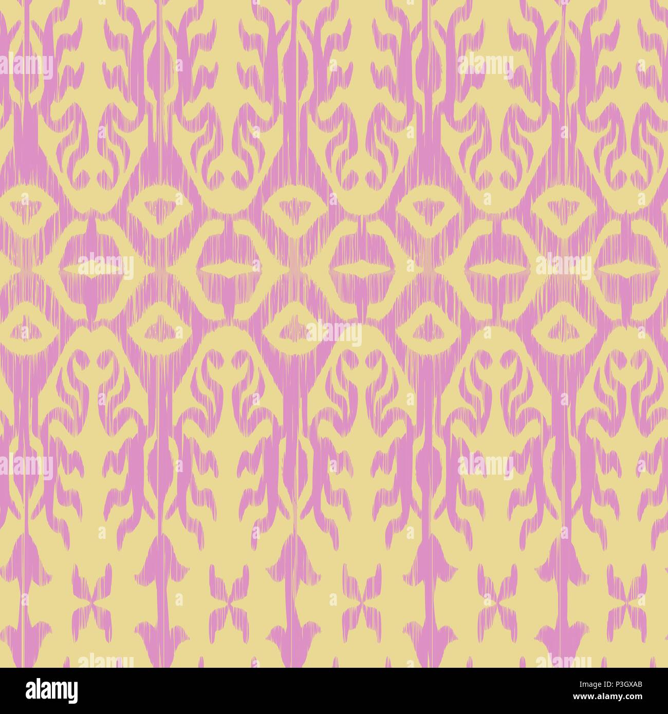 Vector seamless ikat pattern pink Stock Vector