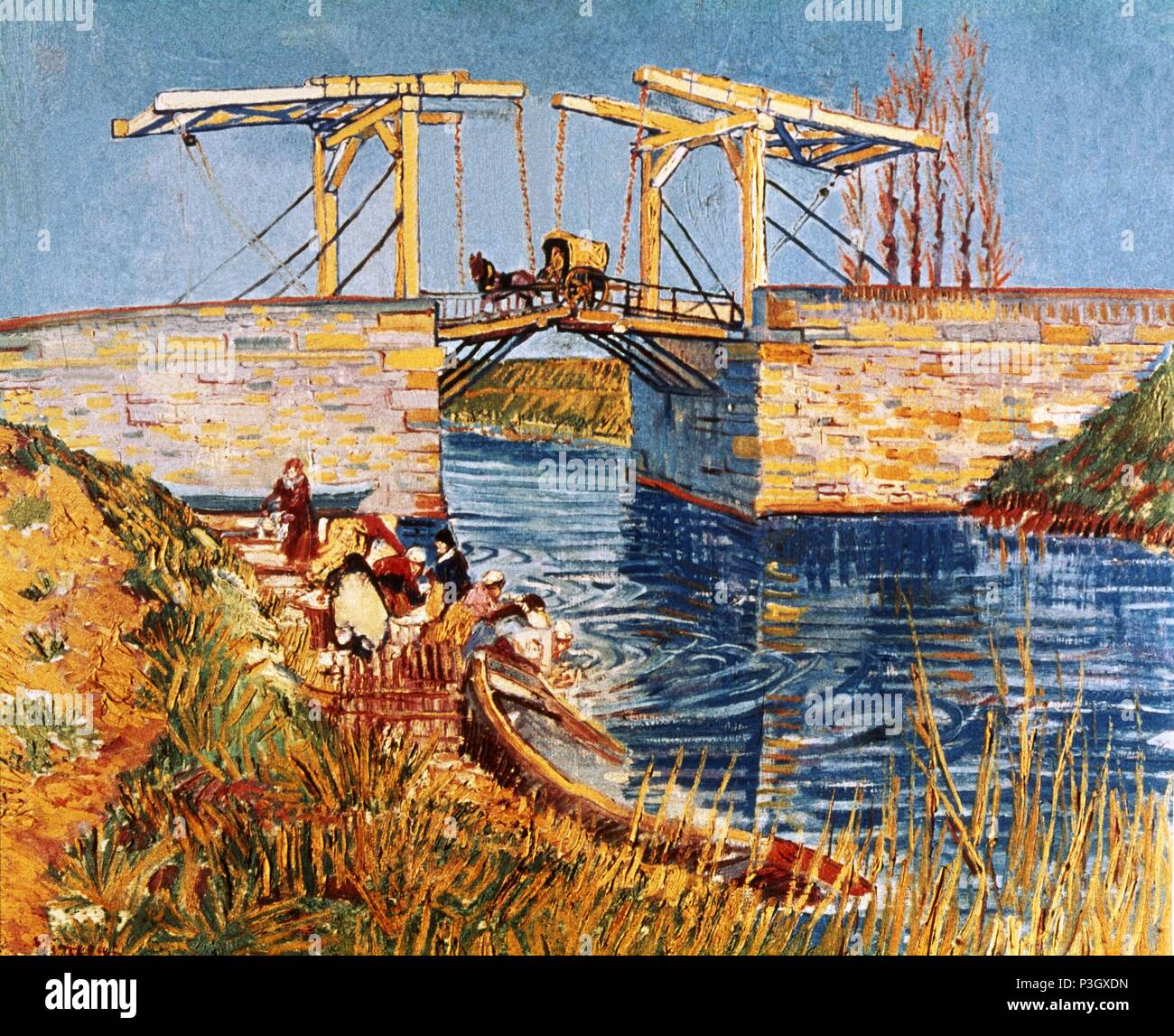 Dutch school. The Langlois Bridge in Arles. 1888. Oil on canvas (54 x 65 cm). Otterlo, Rijksmuseum Kröller-Müller. Author: Vincent van Gogh (1853-1890). Location: MUSEO KROLLER-MULLER, OTTERLO, HOLANDA. Stock Photo