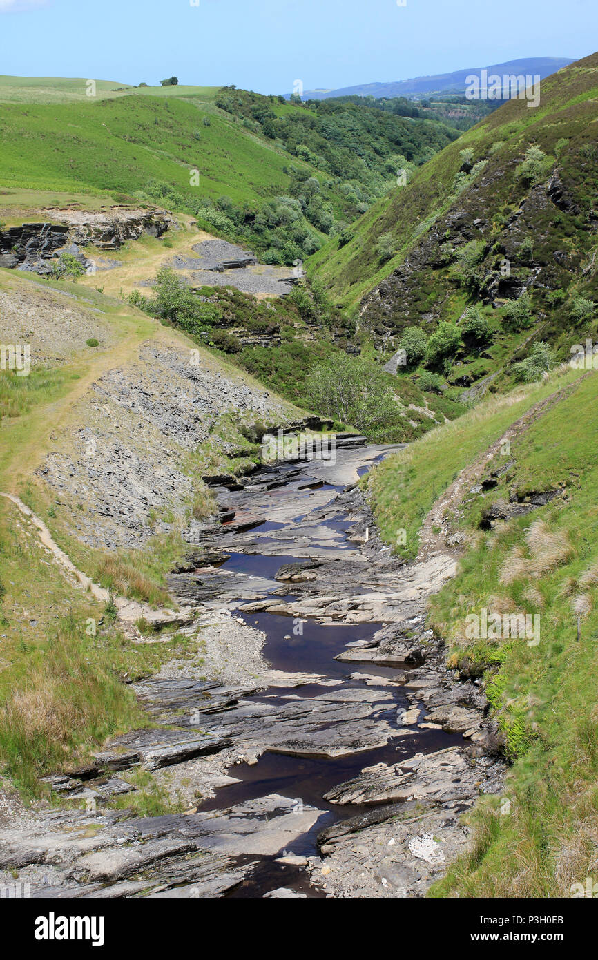 Afon Aled Flows Through a V-shaped Gorge On the Denbighshire Moors, Wales Stock Photo