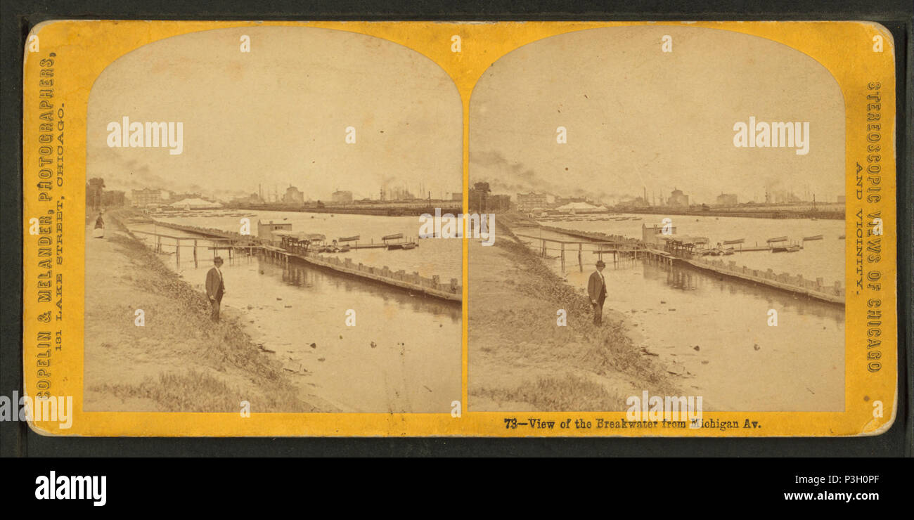 358 View of breakwater from Michigan Av(enue), by Copelin &amp; Melander Stock Photo
