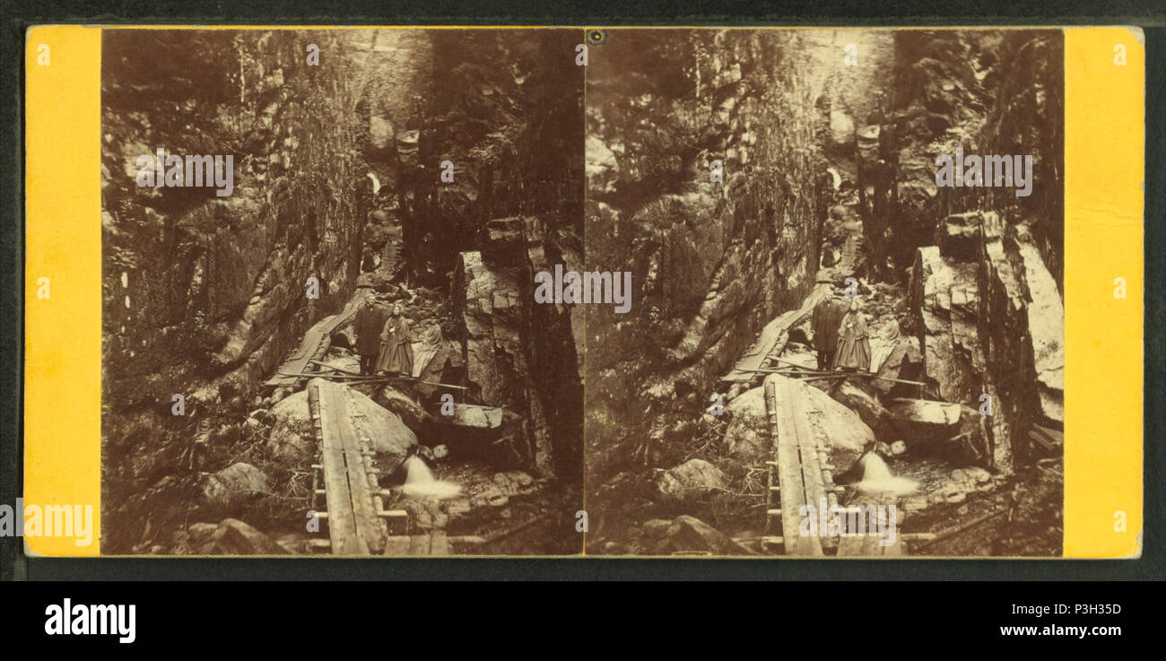 . View of the Flume.  Coverage: 1864?-1880?. Source Imprint: Lincoln and New Hampton, N.H. : H.S. Fifield , 1864?-1880?. Digital item published 6-14-2006; updated 2-23-2010. 365 View of the Flume, by H. S. Fifield Stock Photo