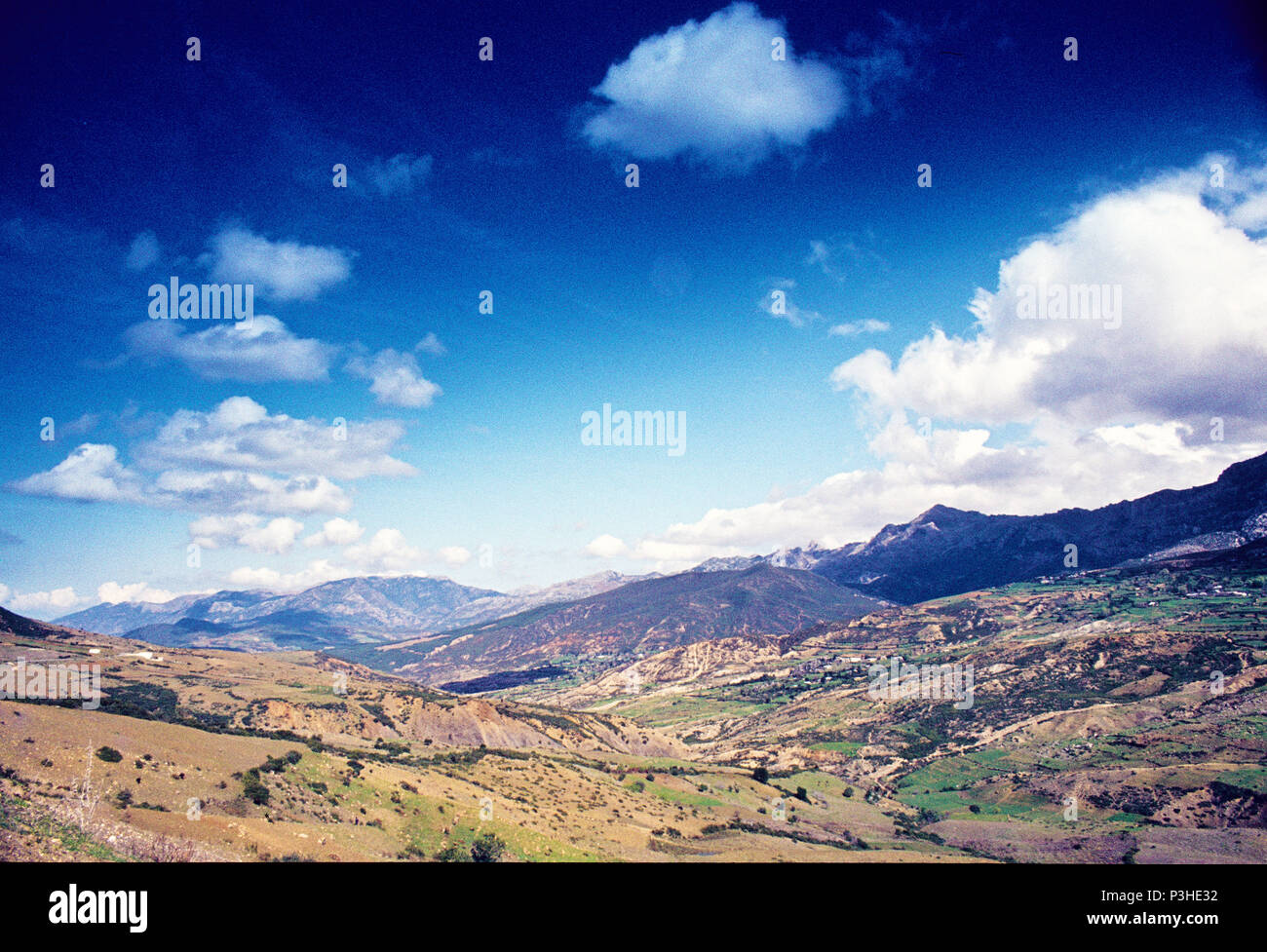 View into part of the Rif Mountains in northern Morocco, analogue undated image from March 1985. Photo: Matthias Toedt/dpa-Zentralbild/ZB/Picture Alliance | usage worldwide Stock Photo