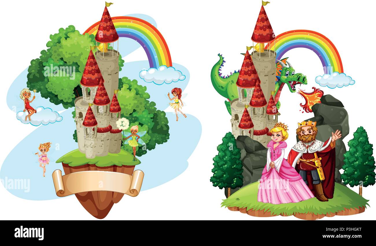 Beautiful Fairy Tale Castle illustration Stock Vector Image & Art - Alamy