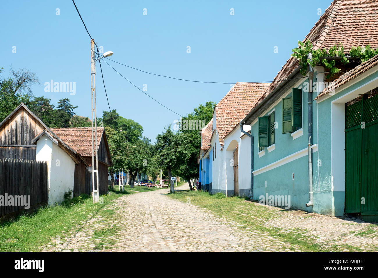 Viscri village, known for the highly fortified church, Sibiu county, Romania Stock Photo