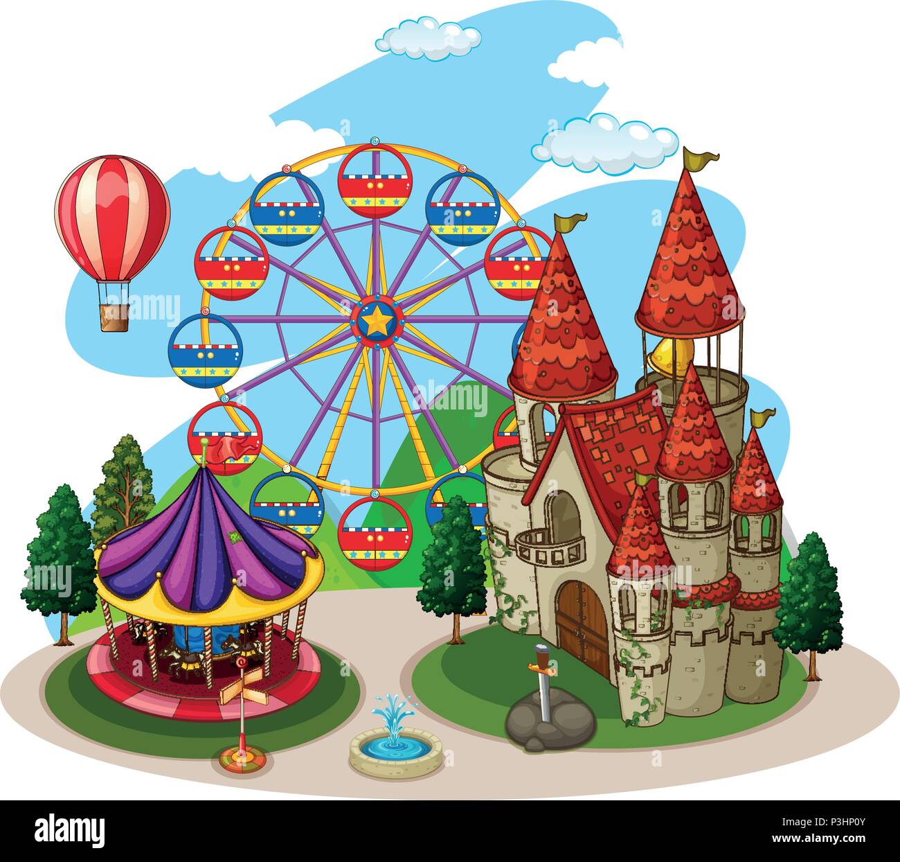 An Amusemnet Park on White Background illustration Stock Vector Image ...