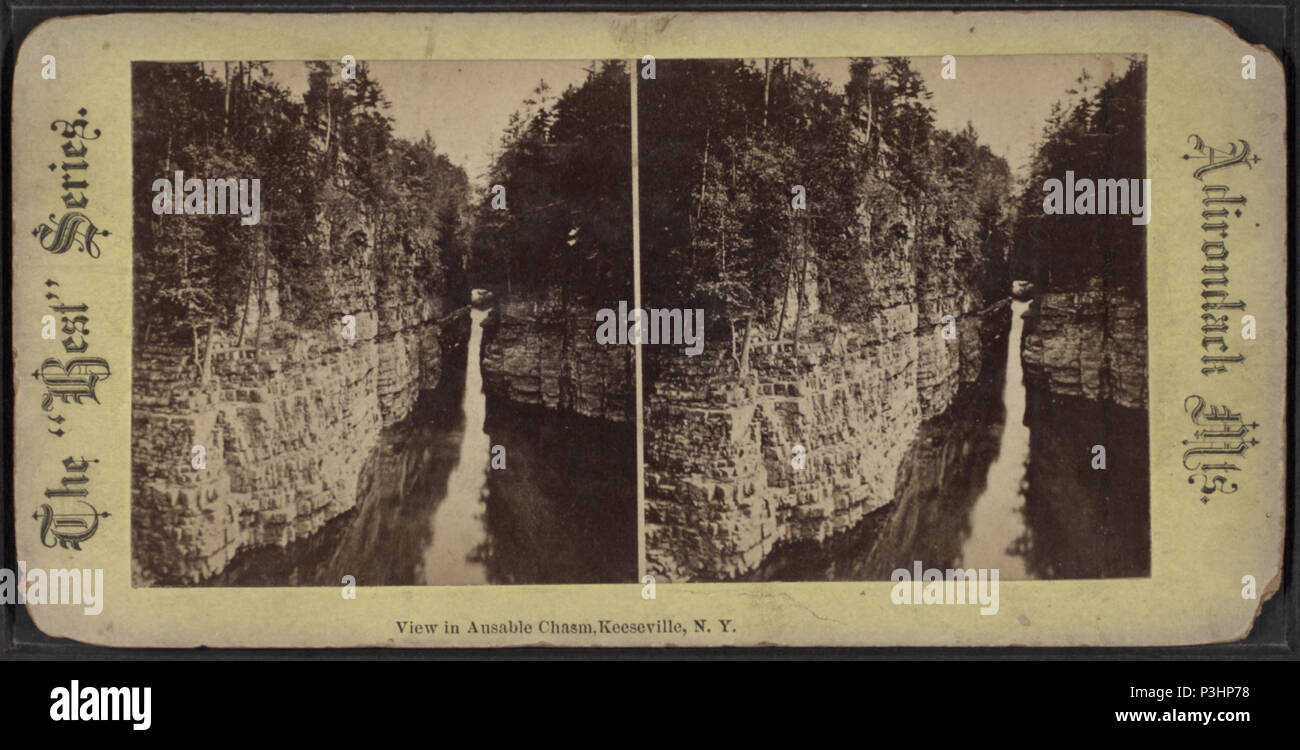 370 Views in Ausable (Au Sable) Chasm, Keeseville, N.Y, from Robert N. Dennis collection of stereoscopic views Stock Photo
