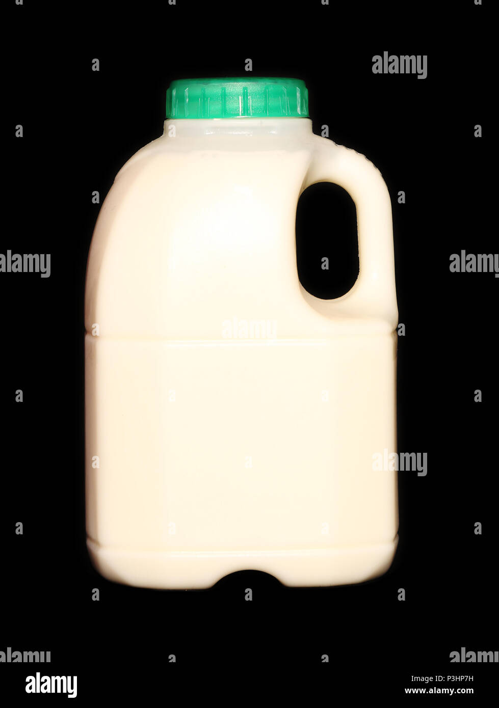pint of semi skimmed milk on black background Stock Photo