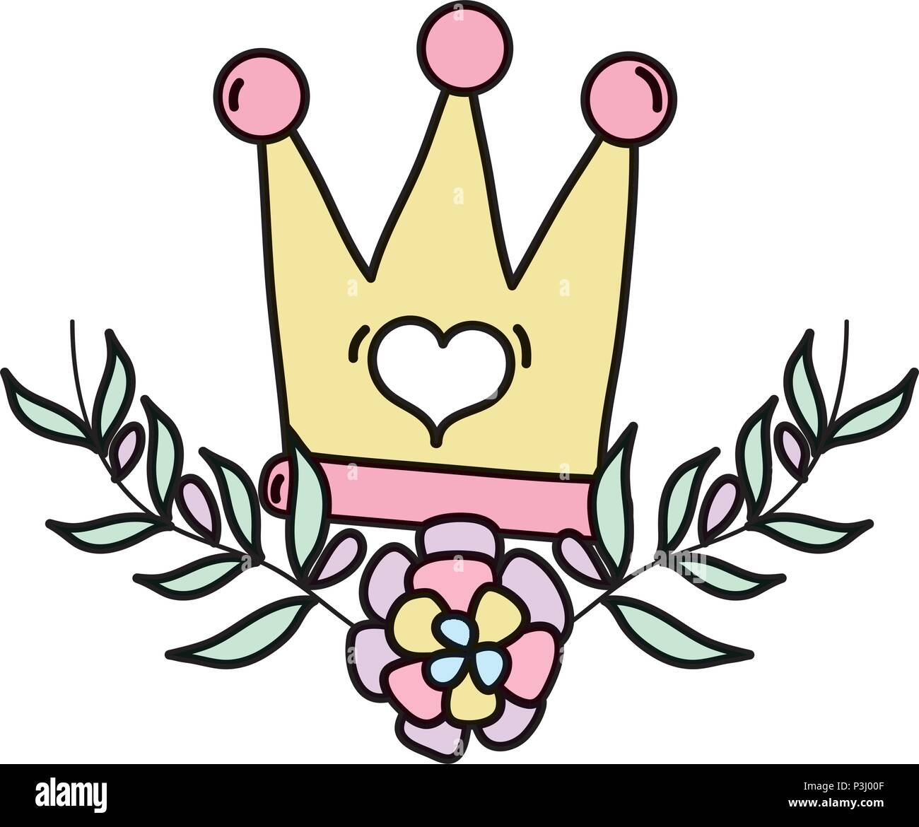 color crown royal with branches leaves and flower Stock Vector Image ...