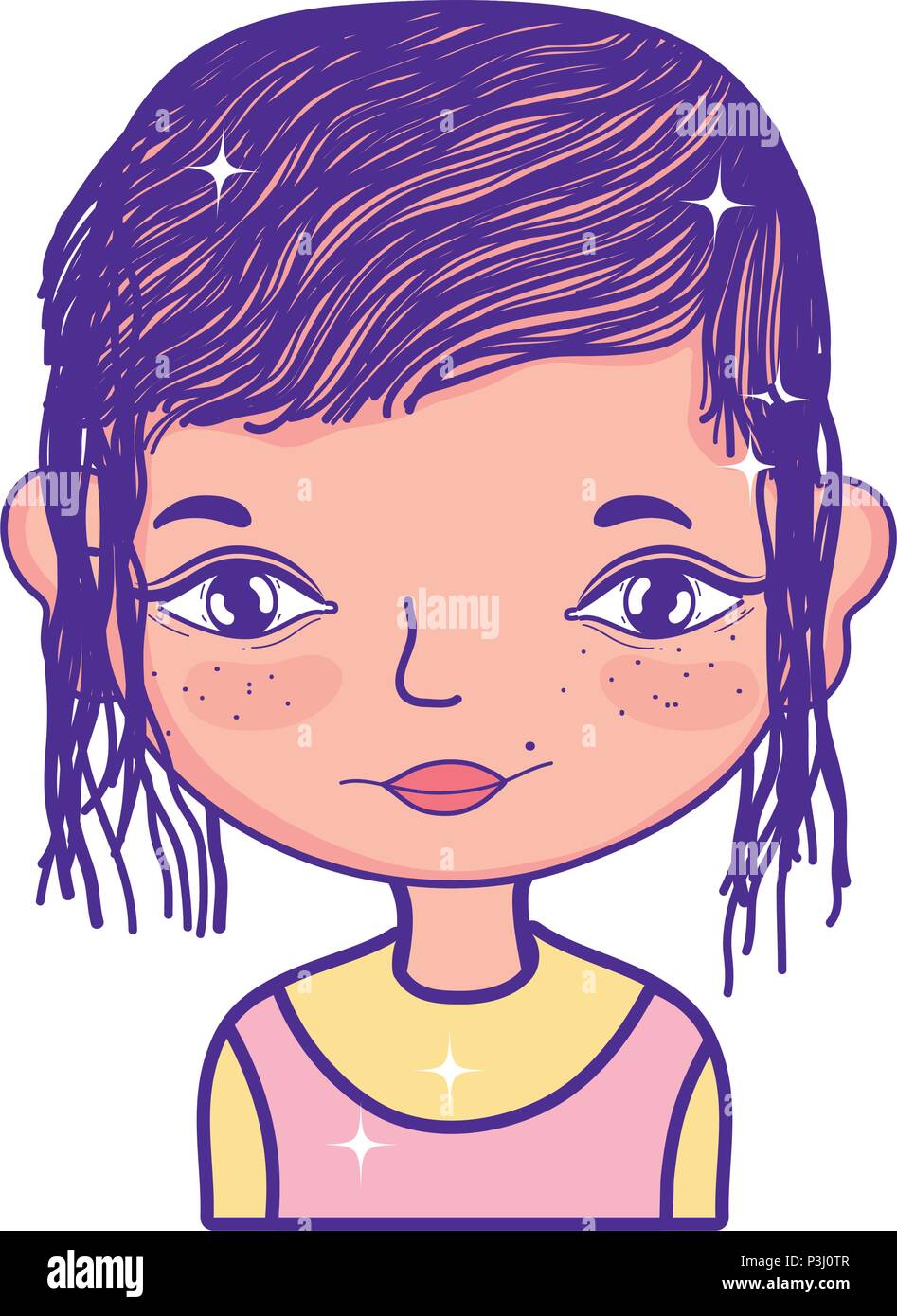 Cute Woman With Short Hair And Blouse Stock Vector Art