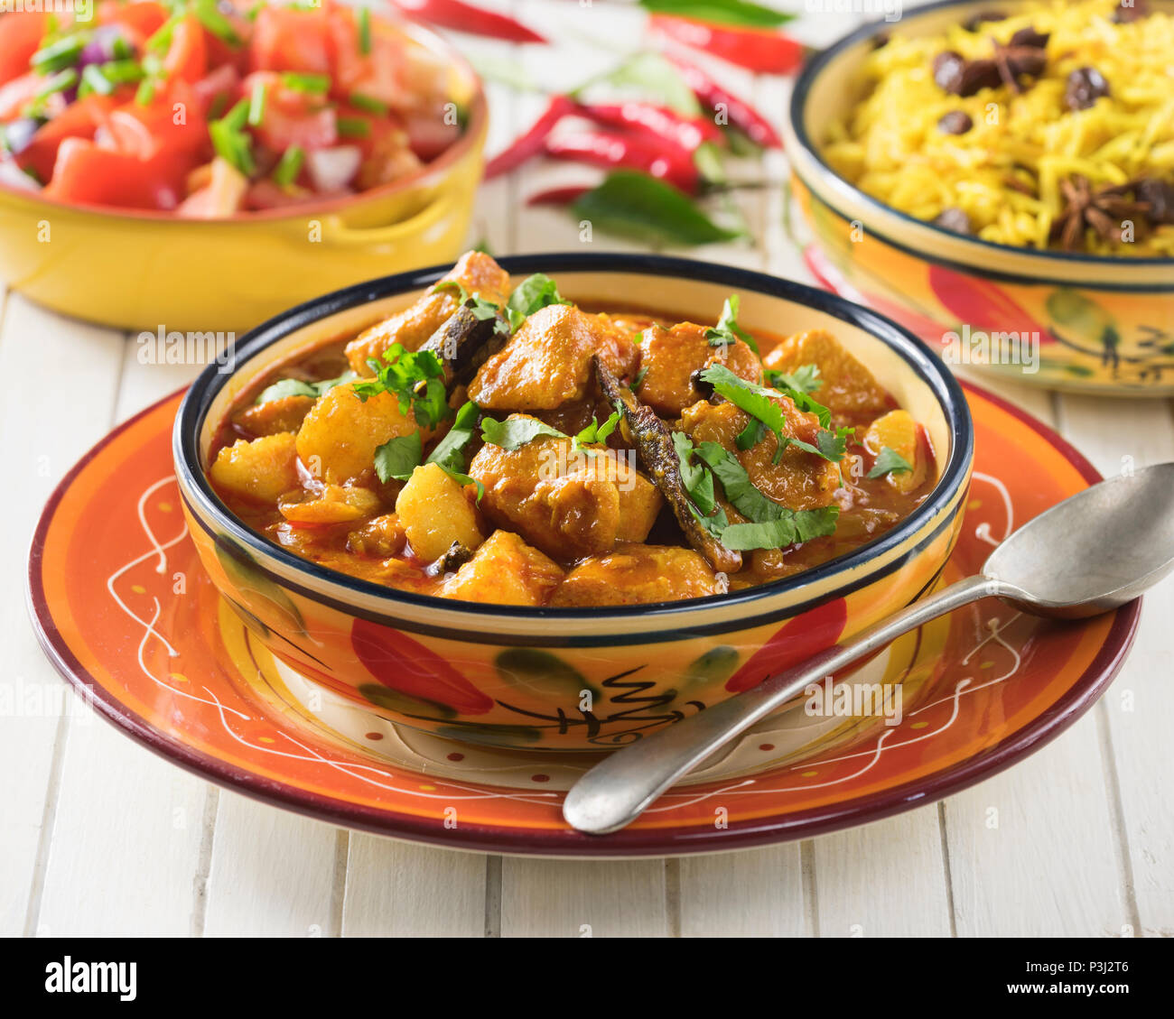 Cape Malay chicken curry. South Africa Food Stock Photo